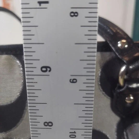 Coach Signature Taylor Tote Bag Black Silver Jacquard Leather F23940 Read! - Picture 5 of 10